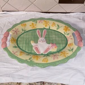 RARE Like new Bella Casa by Ganz easter rabbit Serving Platter tray